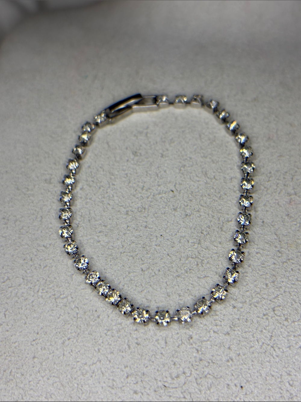 vintage cubic zirconia crystal rhinestone silver tennis bracelet